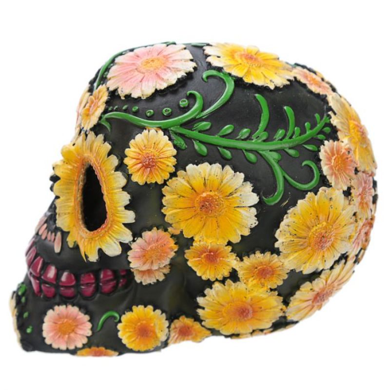 Ornament - Day of the Dead Skull Head with Daisy Floral Motif (15cm)