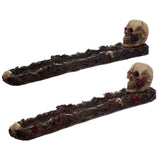 Skulls and roses incense stick burners set, perfect for meditation and enhancing home decor with a gothic touch.