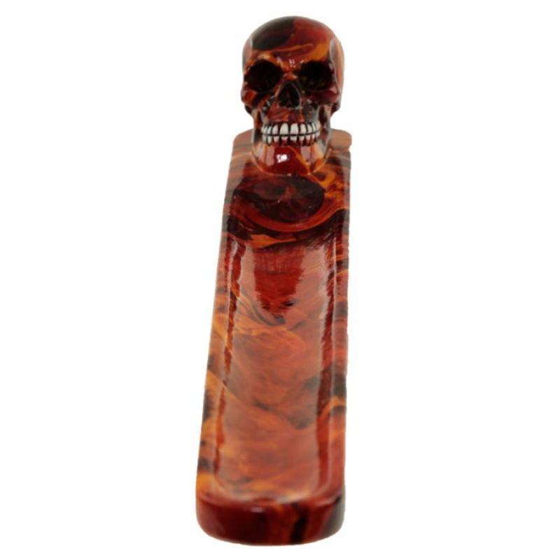 Dark Skull Flames incense stick burner with artistic skull design, effectively captures ash, ideal for meditation and decor.