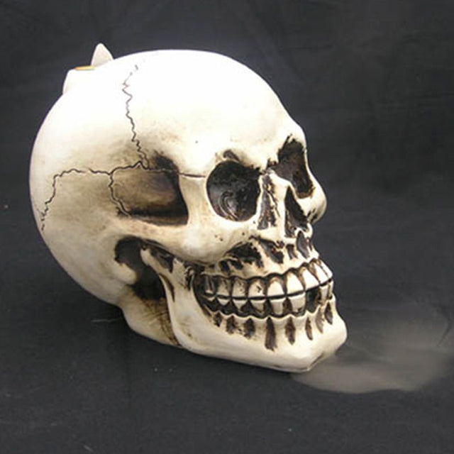 Skull Backflow Incense Burner in black ceramic, featuring cascading smoke effect, perfect for gothic decor and relaxation.