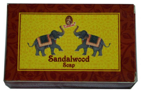 Luxurious sandalwood soap bar, 100gm, infused with essential oil for calming skincare and daily rejuvenation.