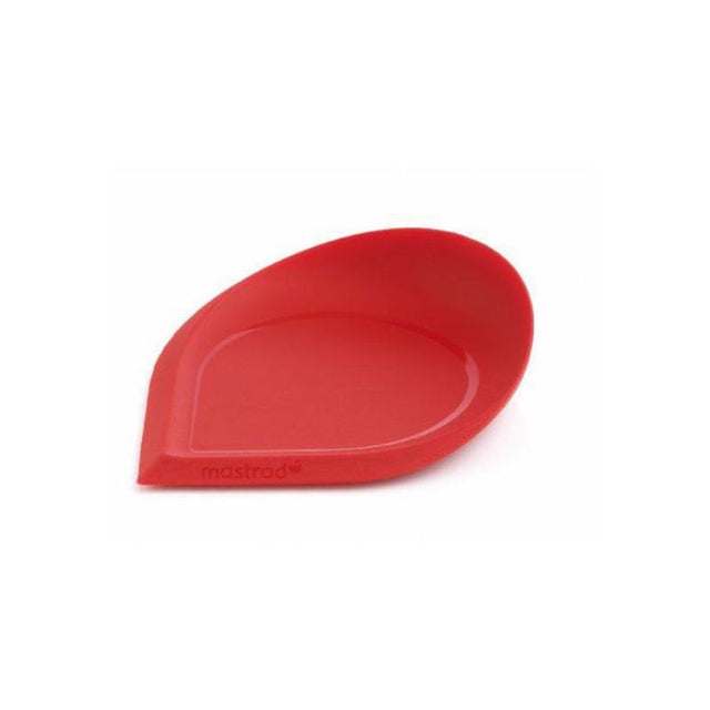 Mastrad Scoop N Scrape Scraper in red, designed for mixing, scraping, and spreading while preserving cookware integrity.