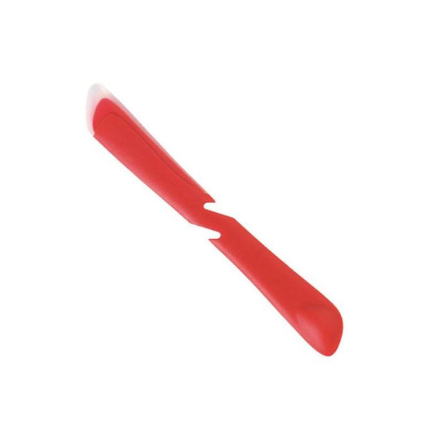 Vibrant red Mastrad Spreader designed for easy spreading of jams and pastes, featuring a dual-ended scoop and spreader design.