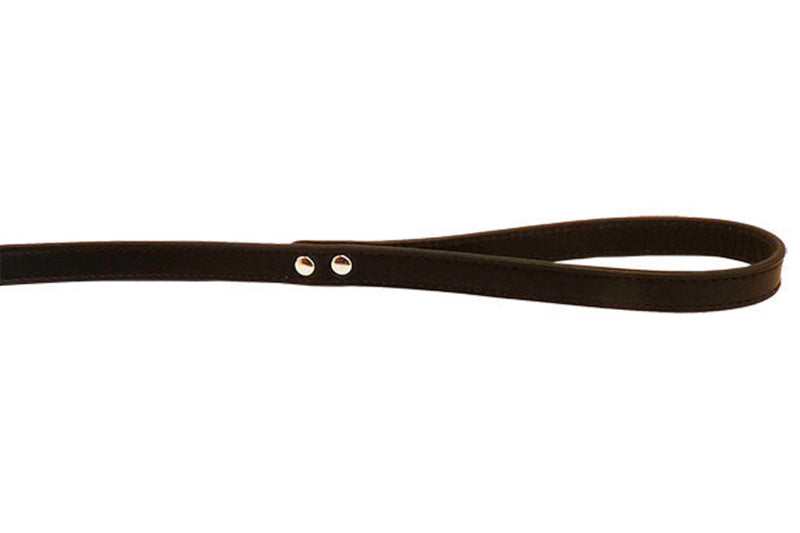 Dog Lead - Leather Stitched 16mm Lead - Black   -100cm