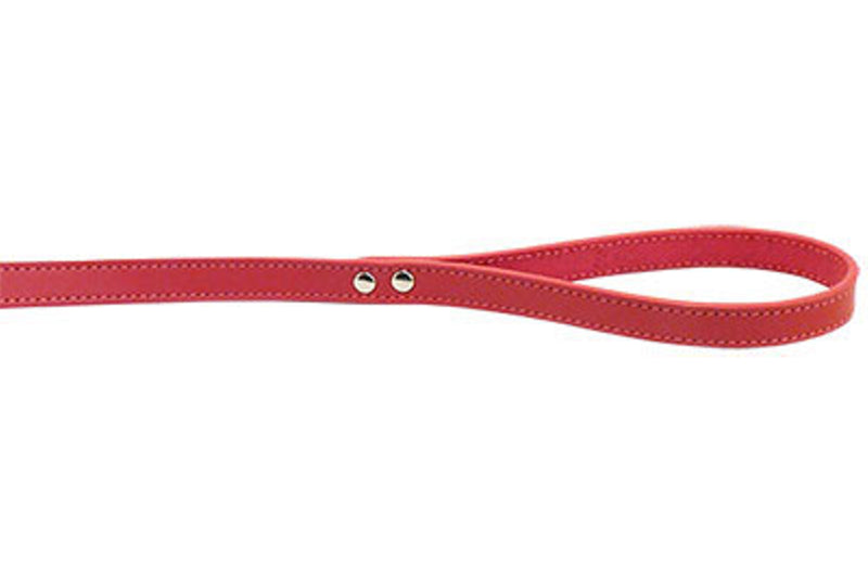 Dog Lead - Leather Stitched 16mm Lead - Pink   -100cm