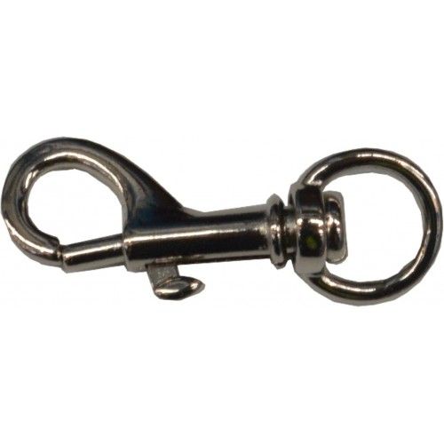 Compact trigger-style snap hook with swivel eye, durable for small to medium pet leads and easy leash adjustments.