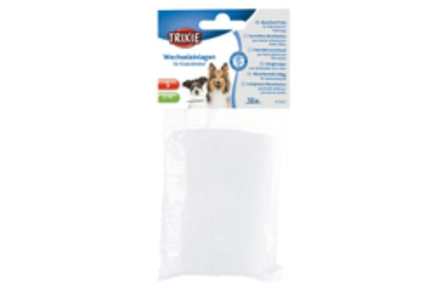 Small replacement pads for TRIXIE belly bands, 10-pack, made of absorbent polyester for male dog hygiene and comfort.