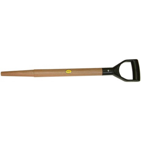 Durable plastic D-grip spade handle on robust NZ hardwood, perfect for gardening and landscaping tasks.