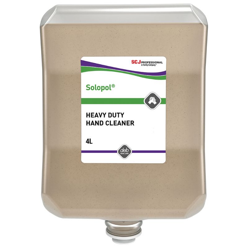 Solopol Classic 4L Cartridge, solvent-free hand cleansing paste for effective removal of tough residues in industrial settings.