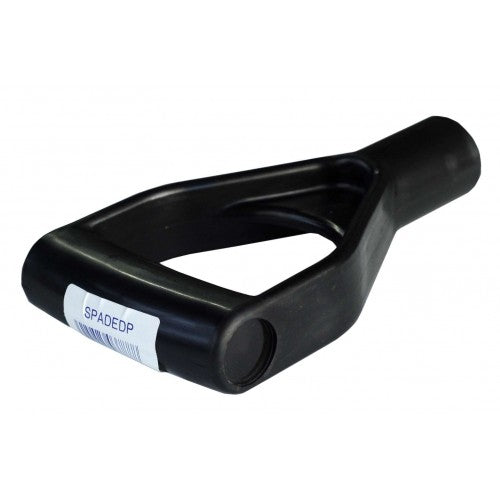 Durable polypropylene D-handle for spades and shovels, designed for a comfortable grip and easy installation.