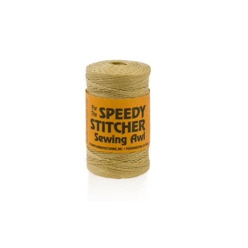 Fine waxed polyester sewing awl thread, 180 yards, designed for durability and strength in various fabric types.