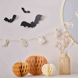 Pumpkin Spice Felt Ghost Bunting with nine felt ghosts on a 2m white cord, perfect for autumn and Halloween decor.