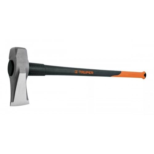 8lb fiberglass handle axe maul with carbon steel head, designed for effective wood splitting and comfortable grip.