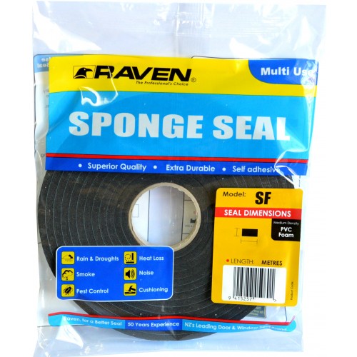 Sponge Seal - Raven Black, 12 x 6mm x 5m, ideal for sealing, weatherproofing, and enhancing energy efficiency in homes.