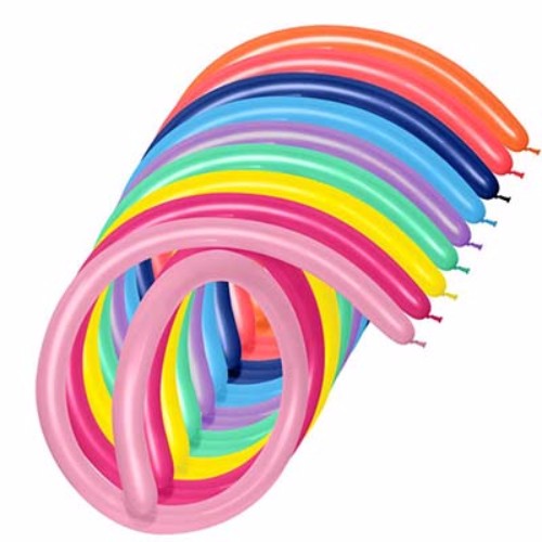 Assorted pack of 50 modelling balloons, 2.5cm x 150cm, vibrant colors for creative balloon art and decorations.