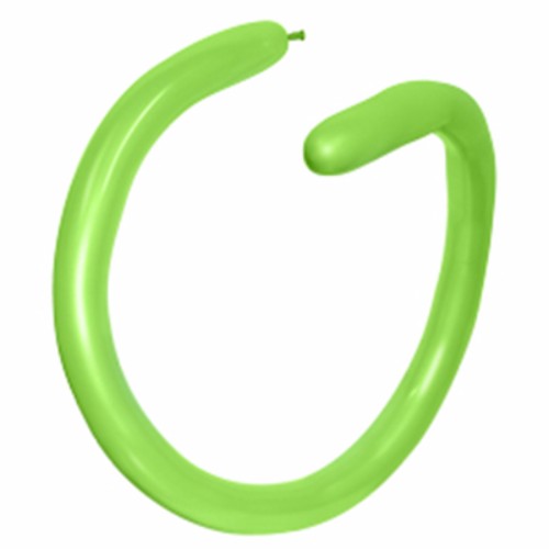 Vibrant lime green modelling balloons, 5cm x 150cm, perfect for creating balloon art and party decorations. Pack of 100.