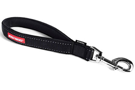 EzyDog Mongrel Neo Web 30cm Black dog lead with Zero Shock technology, soft neoprene handle, and traffic control feature.