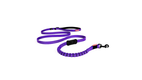 Lightweight purple dog leash for training, featuring an ergonomic handle and durable, soft materials for comfort.