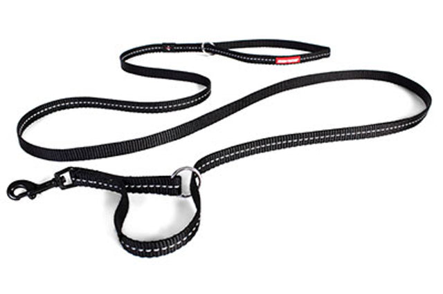 Ezy Dog Vario Leash Lite in black, versatile 4-in-1 leash for small dogs under 12kg, with adjustable lengths and reflective trim.