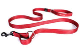 Ezy Dog Vario Leash in red, a versatile 6 ft. leash for medium to large dogs, featuring reflective stitching for safety.