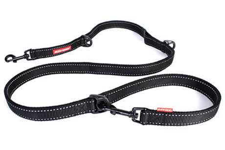 EzyDog Vario 6 dog lead in black, 25mm, features soft webbing, reflective stitching, and 6 versatile functions for all walks.