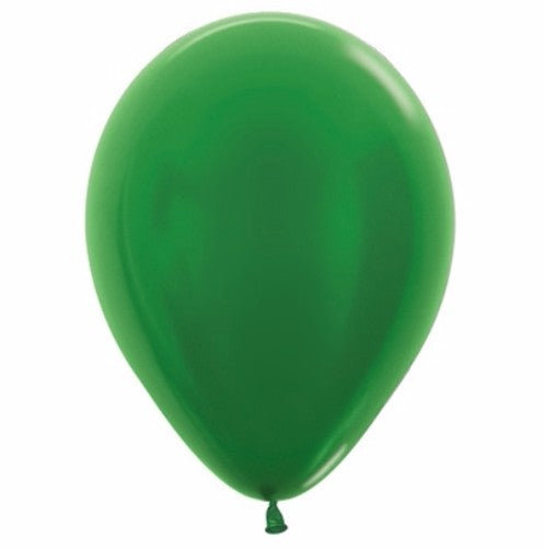 Pack of 25 Metallic Pearl Emerald Green balloons, perfect for elegant decor at any celebration or event.