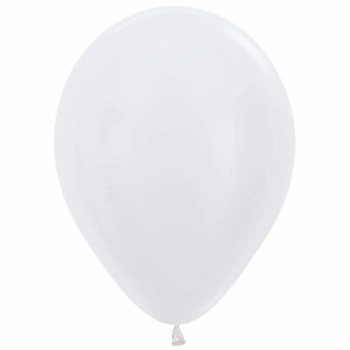 Pack of 25 Pearl White latex balloons, 30cm diameter, perfect for weddings and celebrations with a beautiful pearlescent finish.