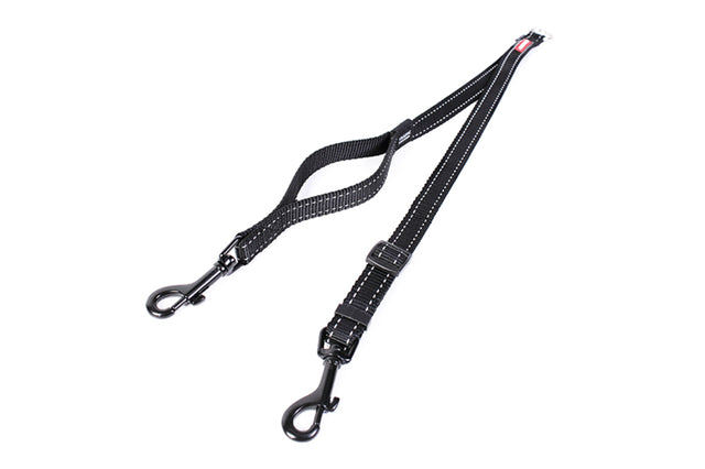 Ezy Dog Coupler Soft Touch 60cm in black, featuring adjustable length, reflective trim, and a convenient control handle.