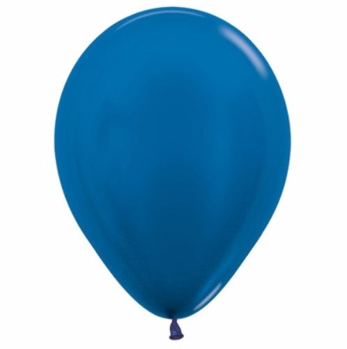 12cm Metallic Pearl Sapphire Blue Latex Balloons  - Pack of 50