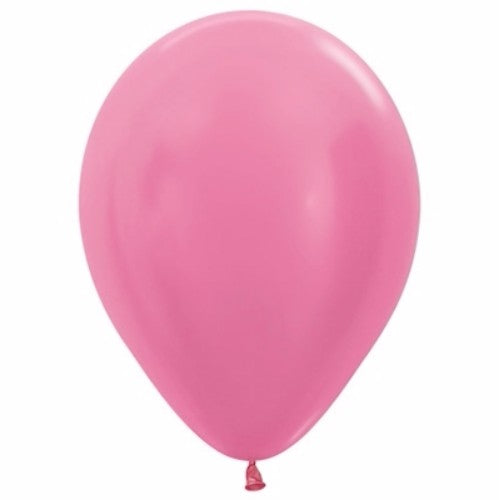 Pack of 100 Pearl Satin Fuchsia balloons, elegant 30cm latex for stylish celebrations and durable decorations.