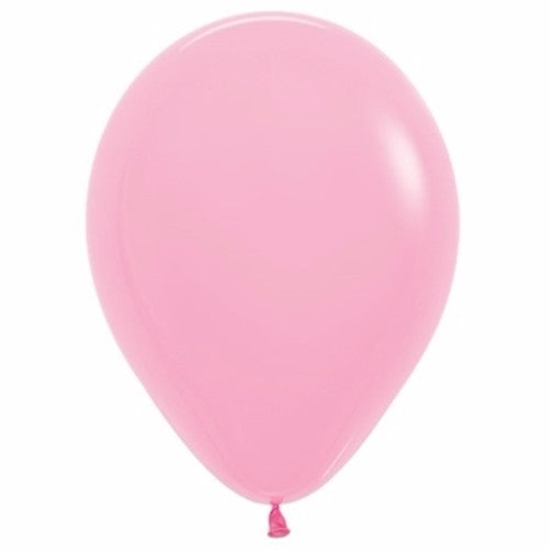 Vibrant bubblegum pink latex balloons in a pack of 50, perfect for festive occasions like birthdays and weddings.