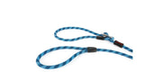 Vibrant blue dog leash made from durable climbing rope, 170cm long with adjustable length and quick slip-on fitting.