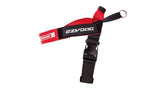 Red ED Express dog harness in size M, featuring ergonomic design, padded comfort, and reflective trim for safety.