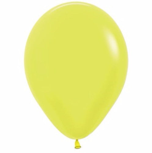 Bright neon yellow latex balloons in a pack of 100, ideal for parties and events, 30cm in size for vibrant decorations.