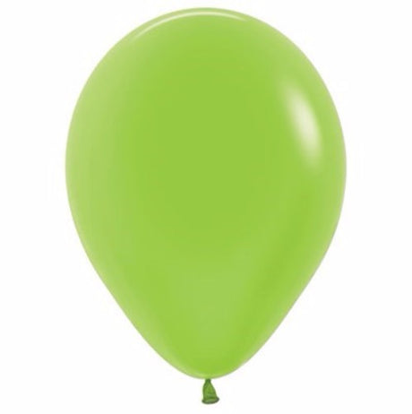 Vibrant 12cm neon green latex balloons in a pack of 50, perfect for festive decorations and party themes.