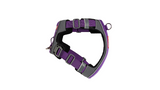 Purple ED X-Link Medium Dog Harness with front and rear leash attachments, ergonomic design, and reflective safety features.