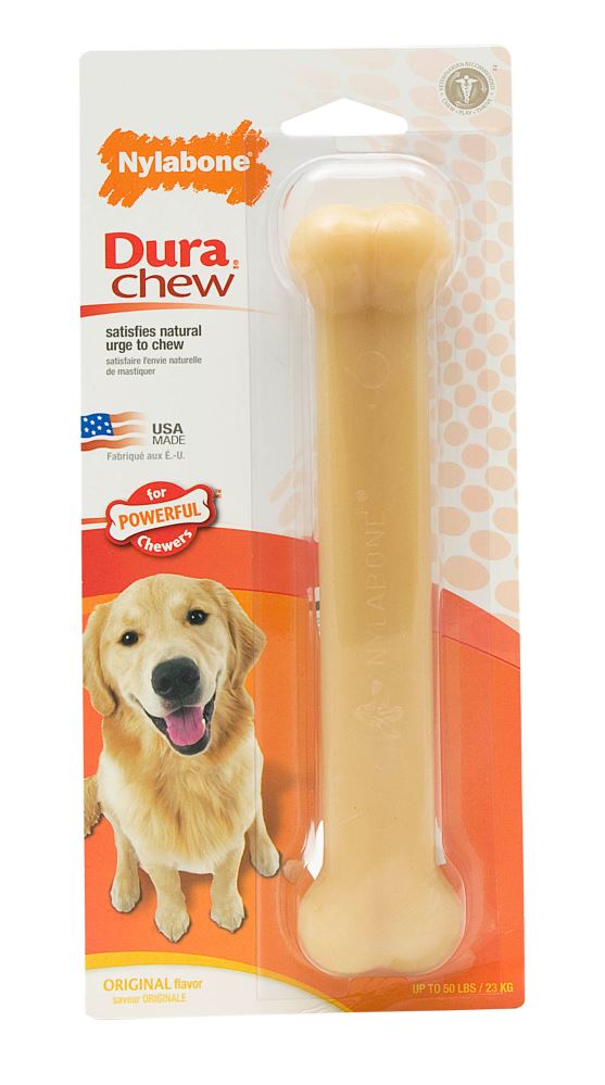 Durable giant chew toy for powerful chewers, promoting dental health and reducing destructive behaviors, infused with Original flavor.