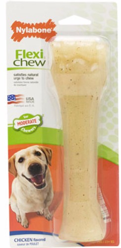 Durable chicken-flavored chew toy for moderate chewers, promoting dental health and reducing destructive behavior in dogs.