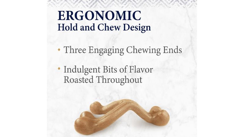 Gourmet Strong Chew Wishbone for dogs, durable shape with savory chicken flavor and ergonomic design for easy chewing.