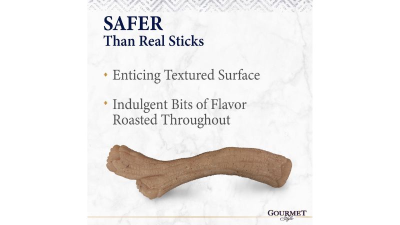 Gourmet Strong Chew Stick Souper: Peanut butter-flavored dog treat with textured surface for dental health and long-lasting enjoyment.