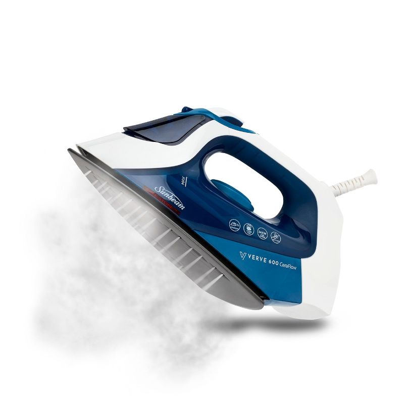 Sunbeam Verve 600 CeraFlow™ Iron with ceramic soleplate, steam shot, and 300ml tank for effortless wrinkle-free clothing care.