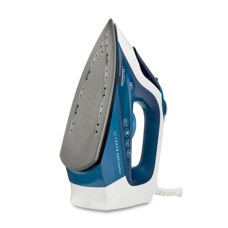 Sunbeam Verve 600 CeraFlow™ Iron with blue ceramic soleplate, 38g/min steam, and 2500mm cord for effortless ironing.