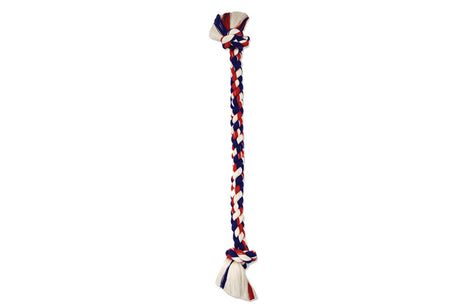 Durable 105cm two-knot tug dog toy for engaging play, promoting bonding and good dental hygiene. Ideal for energetic dogs.