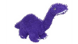 Soft microfiber plush dog toy shaped like a Brachiosaurus, designed for vigorous play; floats and squeaks for added fun.