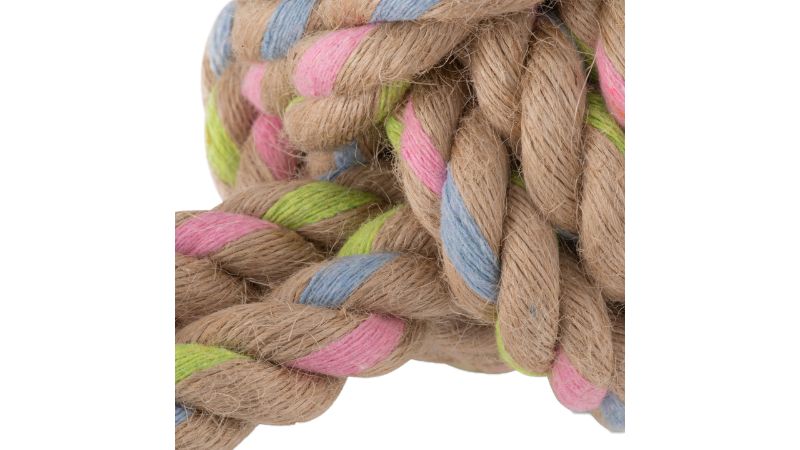 Eco-friendly Beco Rope Hemp Ball with loop for interactive play, promoting dental health and sustainability for dogs.