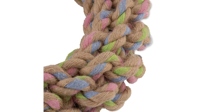 Eco-friendly large hemp rope ring dog toy for fun, dental care, and sustainability, perfect for medium to large breeds.