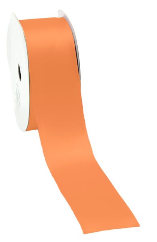 Elegant dark apricot satin ribbon, 38mm wide and 25m long, ideal for crafting, gift wrapping, and special occasions.