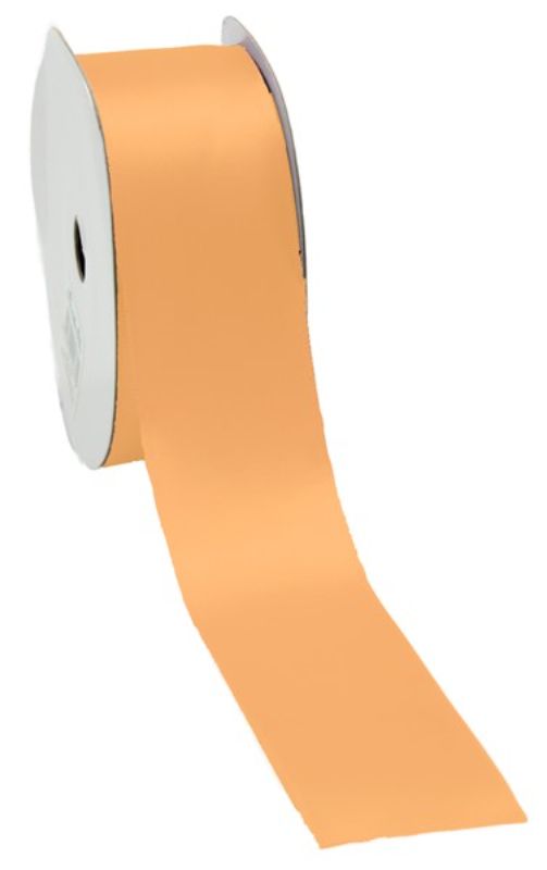 Satin ribbon in light apricot, 38mm x 25m, perfect for crafting, gift wrapping, and floral arrangements.