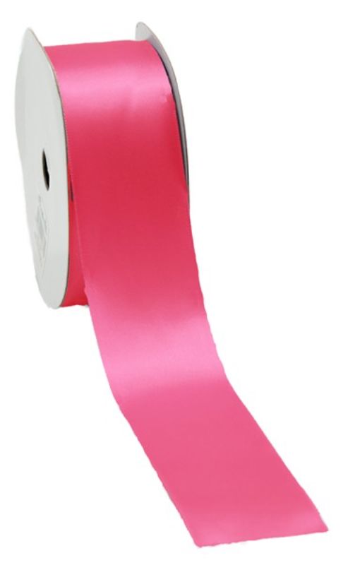 Soft rose pink satin ribbon, 38mm wide and 25m long, perfect for crafting, gift-wrapping, and elegant decor.