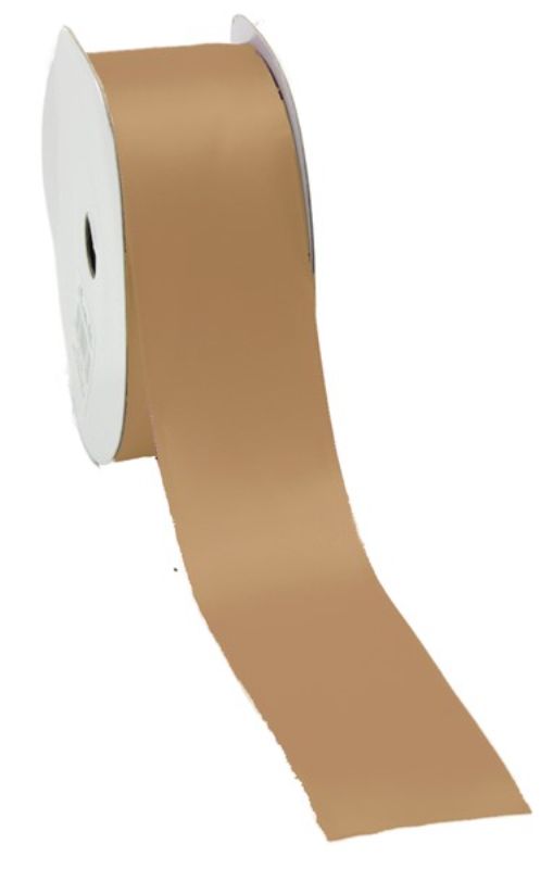 Satin ribbon in sable color, 38mm wide and 25m long, ideal for elegant gift wrapping and crafting projects.